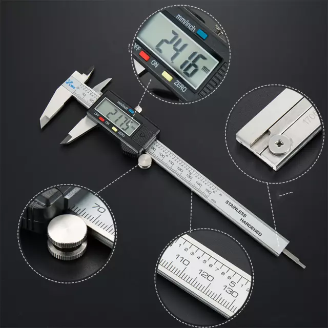 Electronic LED Digital Caliper Vernier 6" 150mm CNC Micrometer Ruler Gauge Meter