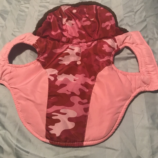 Pink Camo Coat Jacket Small Dog Cat Puppy Leash Hole XS X-SMALL Fur Lined Hat