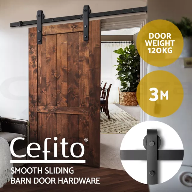 Cefito Sliding Barn Door Hardware Track Roller Set 3m Kit Slide Office Bedroom