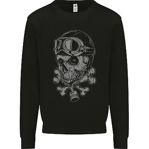 Biker Skull Rider Motorbike Motorcycle Kids Sweatshirt Jumper