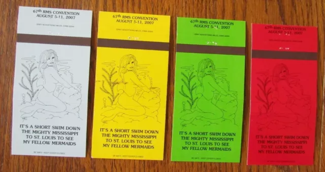 Mermaid Girlie Matchbook Covers: 2007 Set Of 4 Empty Matchcovers St. Louis -D12