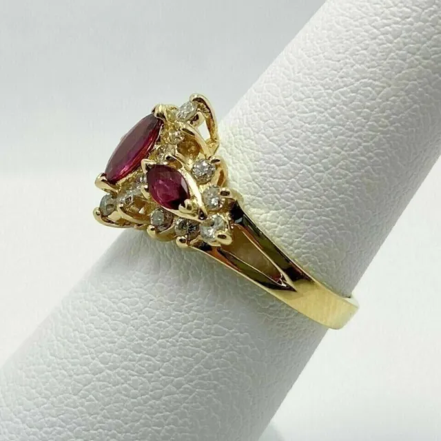 2Ct Marquise Cut Lab Created Ruby Diamond Engagement Ring 14K Yellow Gold Plated