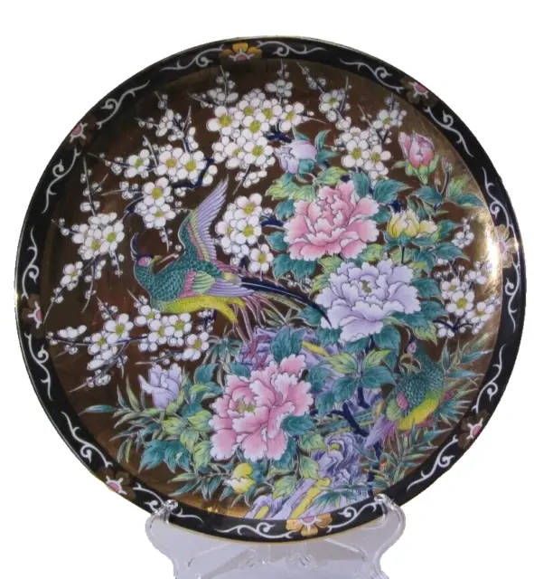 Japanese Porcelain PR Phoenix Bird Hou-ou Famille Noir 10+" Millefleur Plate