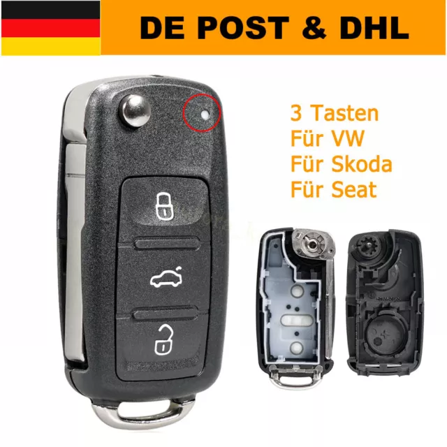 Klapp Schlüssel Gehäuse 3 Tasten für VW AUDI SEAT SKODA VAG Gruppe