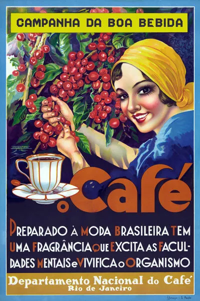 TX140 Vintage Rio de Janeiro Brazil Cafe Coffee Advertisment Poster Re-Print A4