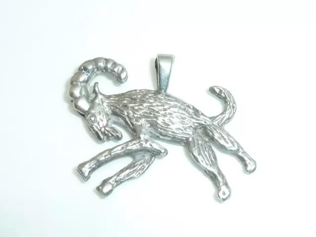 Sterling Silver Capricorn Necklace Pendant December Zodiac Brutalist