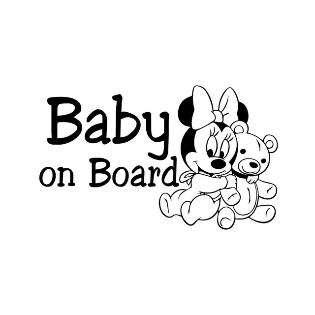 7.5& BABY ON BOARD MINNIE Vinyl Decal Sticker Car Window Disney Babies