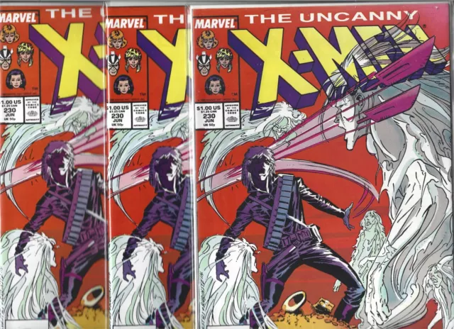 The Uncanny X-Men #230 Lot Of 3 (Vf/Nm) Copper Age Marvel