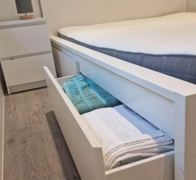 IKEA MALM KING Size Bed With 4 Drawers And Mattress £250.00 PicClick UK