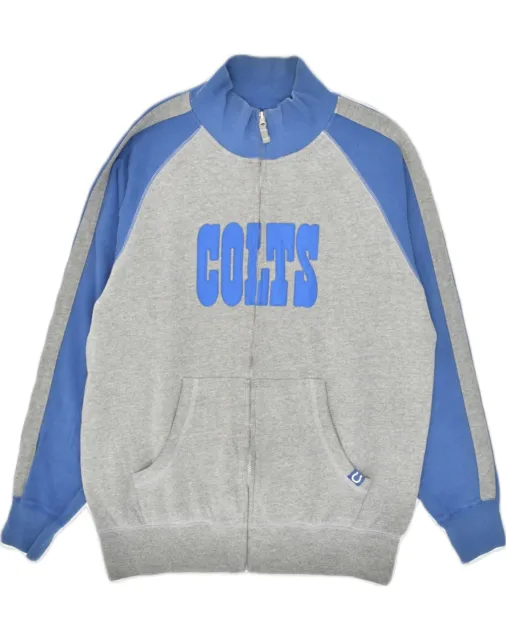 NFL Mens Colts Graphic Tracksuit Top Jacket Large Grey Colourblock Cotton AB34