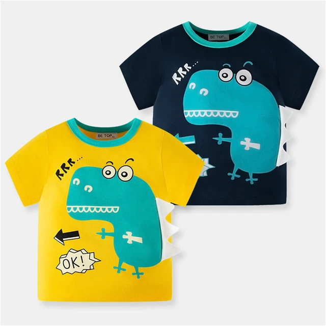 Cartoni animati estivi dinosauro a maniche corte a secco bambini bambini bambini bambine