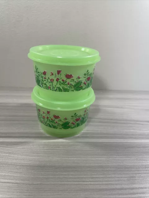 New! Tupperware Set of 2 Snack Cup Bowl 4 oz Spring Floral Theme