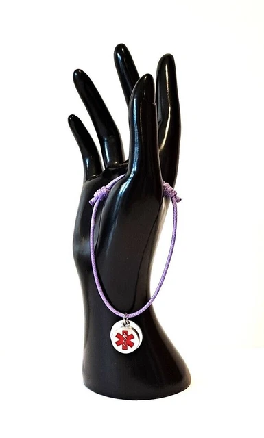 Pulsera de alerta médica advertencia nudo deslizante SOS disco ajustable y dije médico