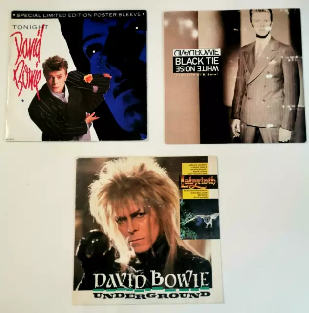 3 X 45 Rpm 7'' Vinyl David Bowie Tonight /Underground /Black Tie