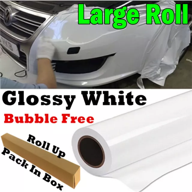 Large Roll Glossy Gloss White Car Vinyl Wrap Sticker Stickers Decals Tint Film