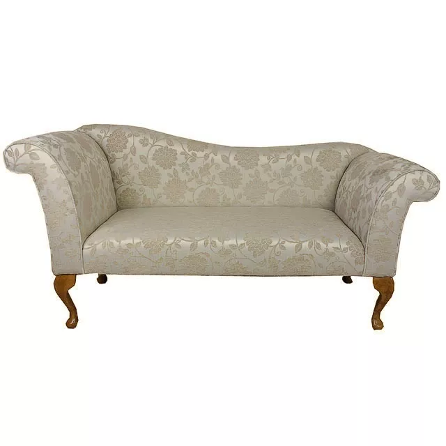 57" Large Chaise Longue Lounge Sofa Day Bed Seat Beige Fabric Queen Anne Legs UK