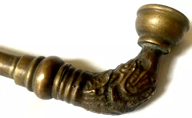 Antique 25-Inch Brass Smoking Pipe with Intricate Dragon Detail - Unique