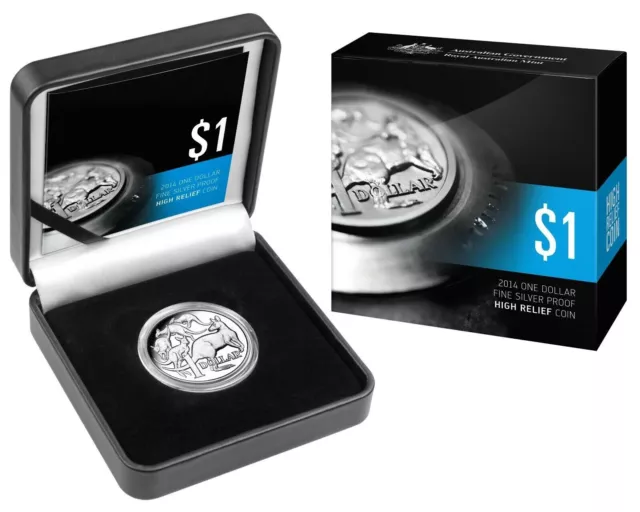 Australia 2014 Ram $1 One Dollar Fine Silver 99.9% High Relief Proof Coin