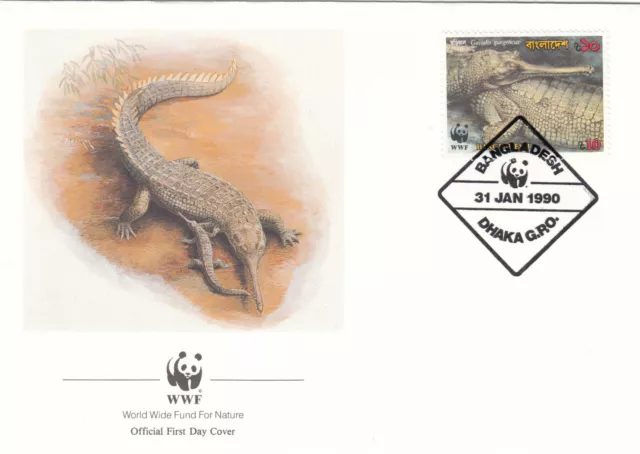 (130464) Crocodile Gharial WWF Bangladesh FDC 1990