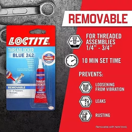 NEW! LOCTITE Nut & Bolt Threadlocker 242 Blue 209728