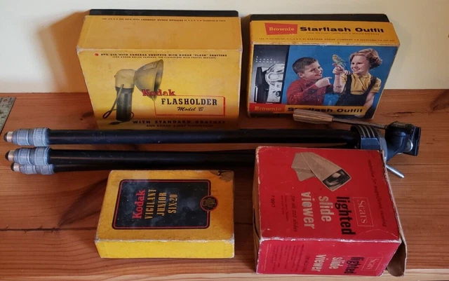 Vintage Camera Lot- Kodak Brownie Vigilant Junior Sears Davidson  Tripod As Is