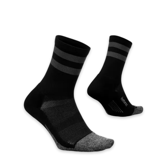 Feetures Elite Light Cushion Mini Crew Black Running Socks E90404