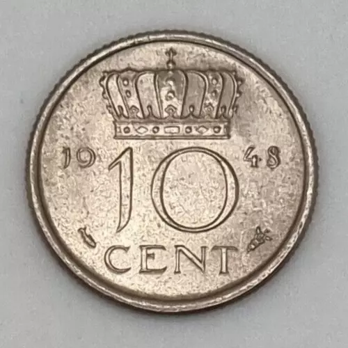 🇳🇱 10 Cents 1948 - Pays-Bas / Netherlands - Wilhelmina - Nickel 🇳🇱