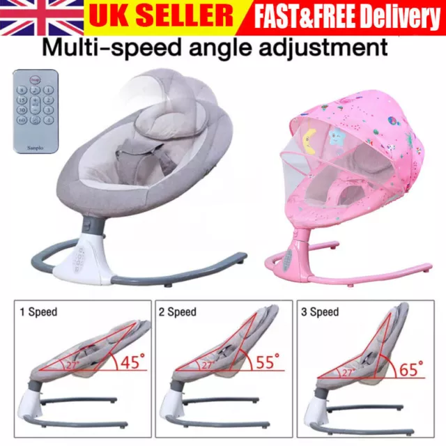 Electric Remote Baby Swing Infant Music Cradle Bouncer Rocker Chair w/Bluetooth