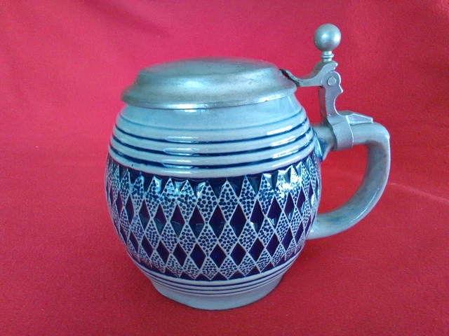 Bierkrug/Bierseidel/93% Hanssen Zinn/Zinnkrug STAFFEL *STONEWARE* W-Germany