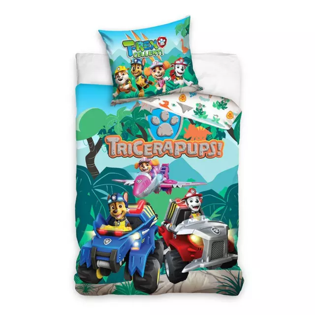 Paw Patrol Dino Simple Literie Set 100% Coton Double Face Couette Housse Ue Size