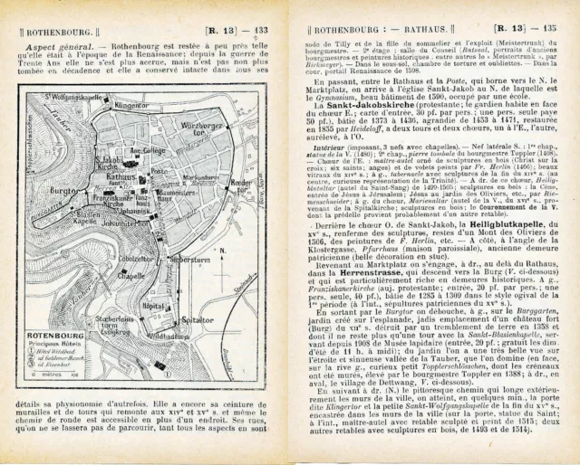 Rothenburg ob der Tauber 1914 kl. orig. Stadtplan + frz. Reisef. (4 S.) Hôpital