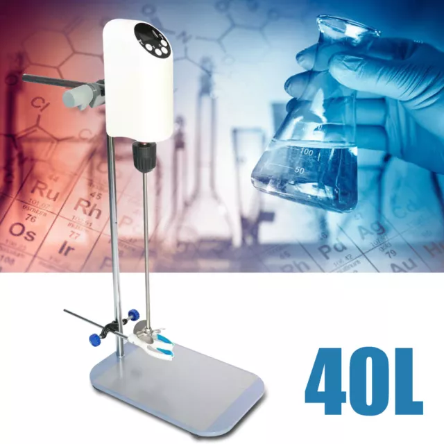40L Lab Electric Overhead Stirrer Mixer Agitator Homogenizer w/ Digital Display