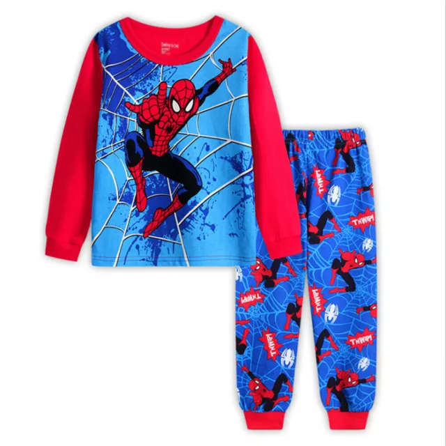 Spiderman Marvel Kids Pyjamas Night Wear Superhero Long Sleeve Outfit Set Gift