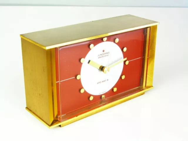 Beautiful Later Art Deco Bauhaus Desk Clock Automatic Junghans Germany 3