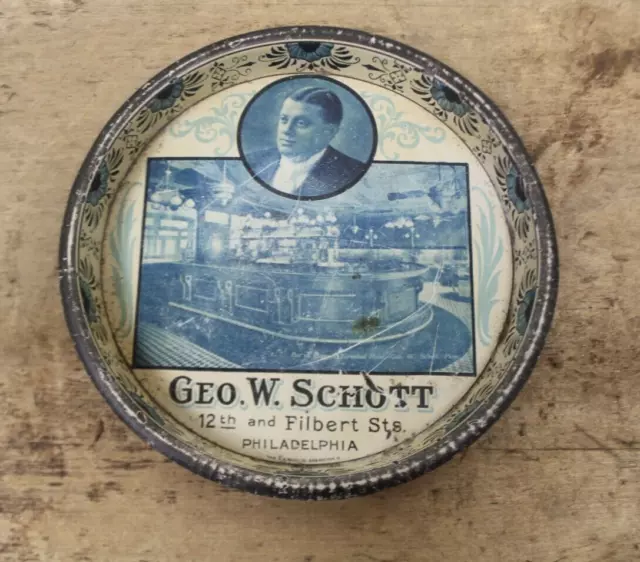 Pre Pro Geo. W. Schott Philadelphia Tip Tray 12Th And Filbert Streets Bar Saloon