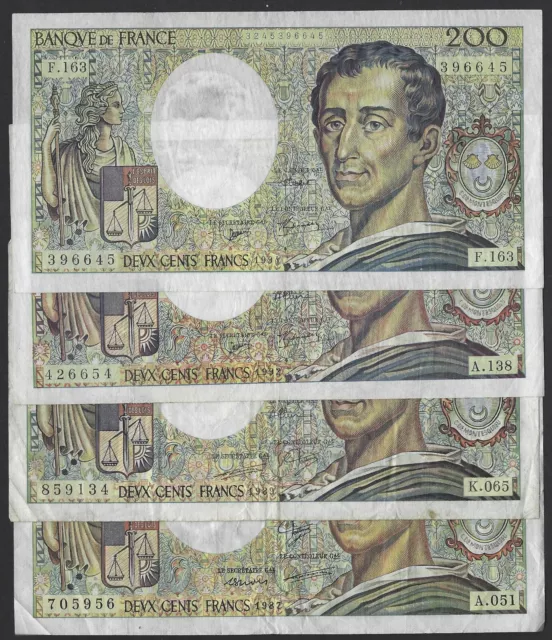 France 200 Francs Banknote 1987 - 1994 Montesquieu P155 various see drop menu