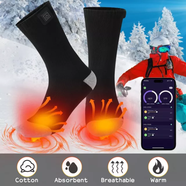 Electric Heated Socks Unisex Rechargeable APP Control Heating Socks for Hunting