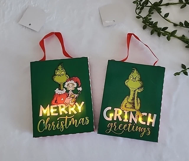 DR SEUSS GRINCH Cindy Lou Who Light Up Canvas Christmas Tree Ornaments