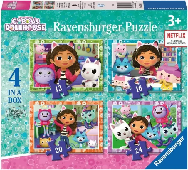 Neuf Ravensburger Gabbys Maison de Poupée 4 IN A Boîte Jigsaw Puzzles