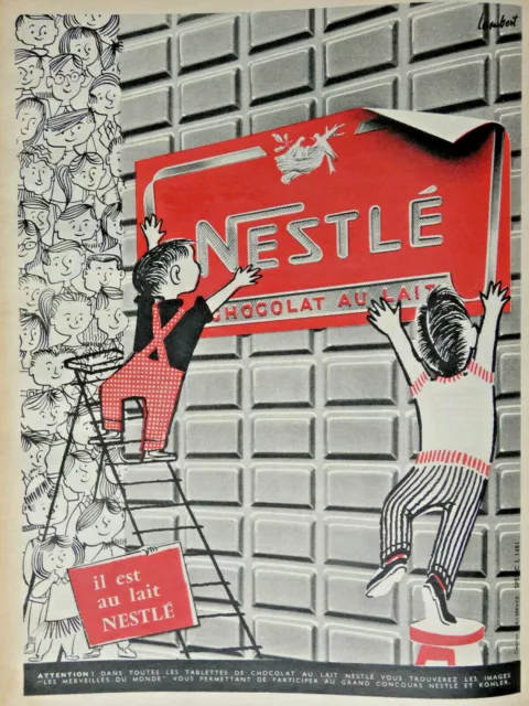 Publicité Presse 1957 Nestlé Le Chocolat Au Lait Images Les Merveilles Du Monde