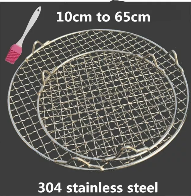 BBQ Round Grill Net Stainless Steel Cooling Steam Baking Rack Camping Wire Mesh
