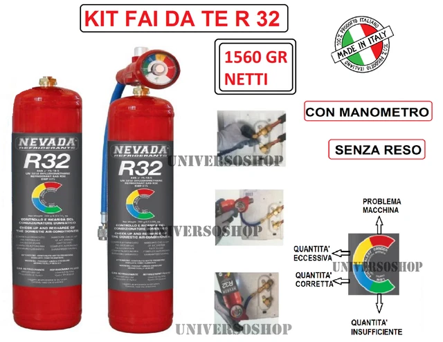 Kit Ricarica R1234YF Professionale - Tubo A U Con Manometro 100PSI, Apriscatole 1/2 Sinistro - Foto 1