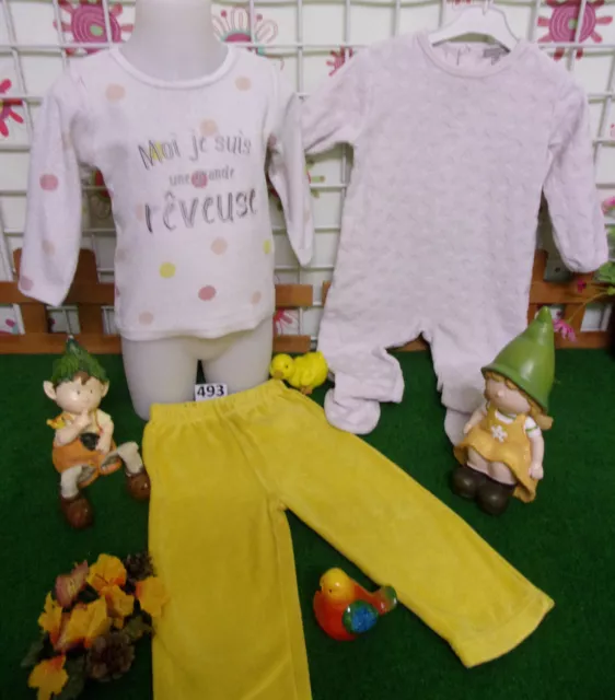 vêtements fille 18 mois,grenouillère velours GRAIN DE BLE,pyjamas velours