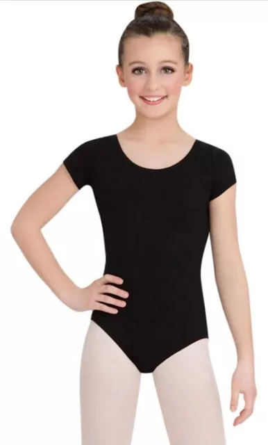 Capezio Big Girls' Classic Short Sleeve Leotard , Black, Medium