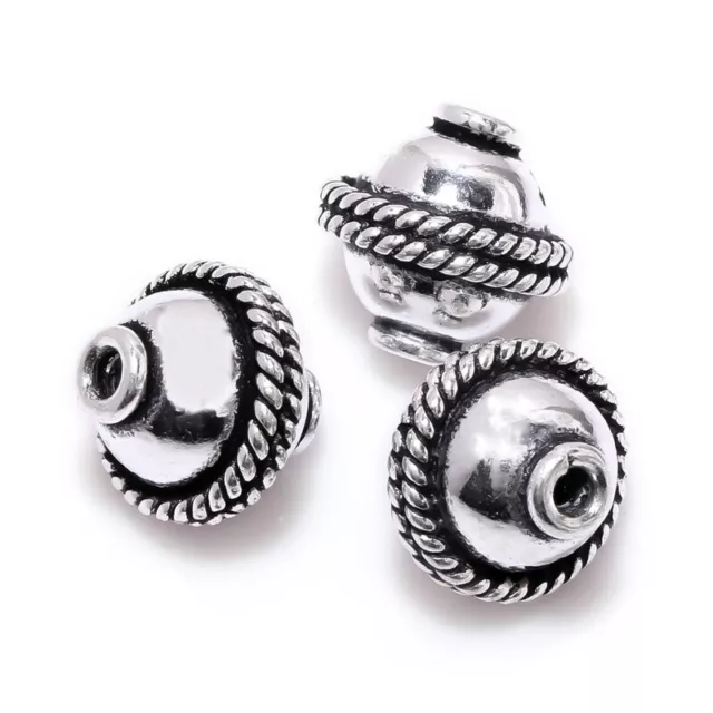 35 Pcs 10mm Solid Copper Bali Bead Oxidized Silver Plated  ah-612