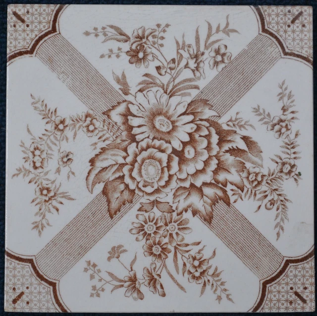 Antique England - Transfer Victorian Majolica Tile C1900