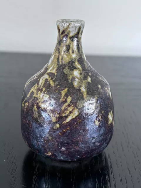 Stoneware Pottery Bud Vase Signed Tucker 3”x2”