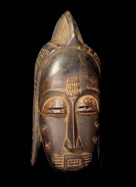 African Tribal Face Mask Wood Hand Carved Art Baule/Yaure Kpwan African Art-5257