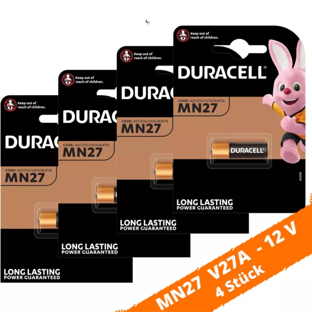 4 x Duracell MN27 V27A A27 8LR732 12V Batterie Knopfzelle Alkaline Fernbedienung