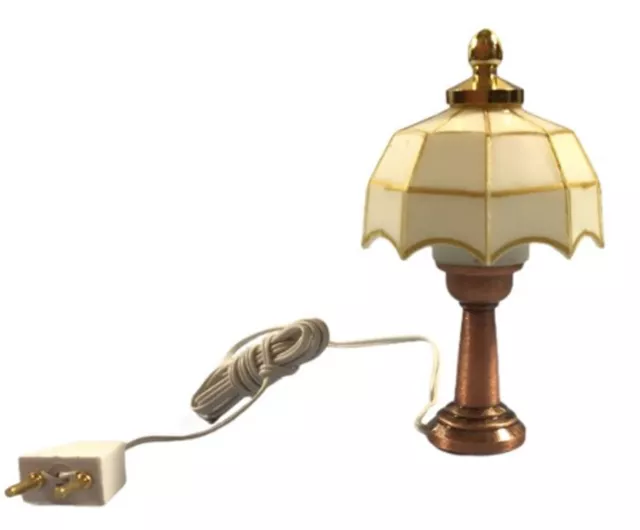 Doll House Light Tiffany Lamp Working White Shade Tumdee Miniature 1:12 Scale 14